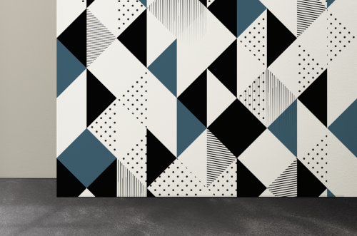 Motif Géométrique Triangle Noir & Bleu Sapin