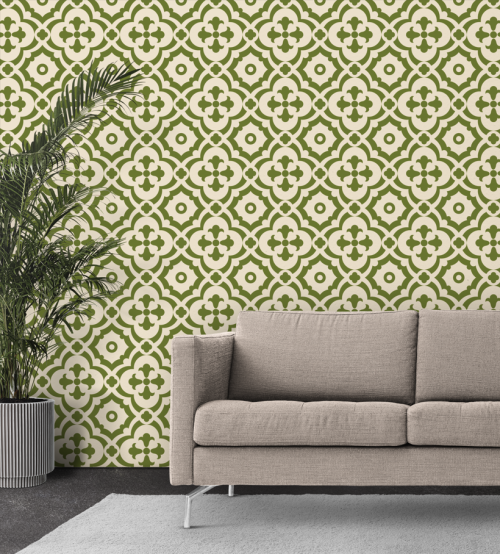 Motif Carreaux de Ciment Kaki
