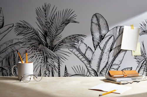 Palmiers Tropicaux et Feuilles de Bananiers