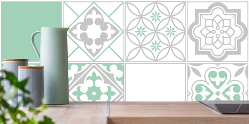 Carreaux de Ciment Vintage Vert Opaline