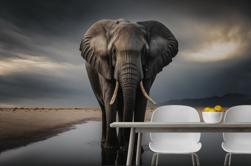 Eléphant dans l'eau