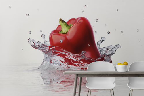Splash Poivron Rouge Dans l'Eau