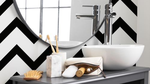 Motif Géométrique Zigzag Noir